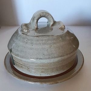Art Pottery Earth Tone Butter Or Cheese Dish